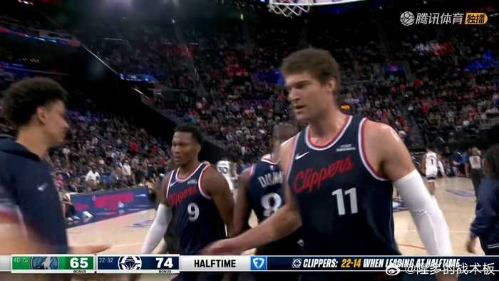 快船半场74-65领先森林狼，伦纳德28分爱德华兹23分